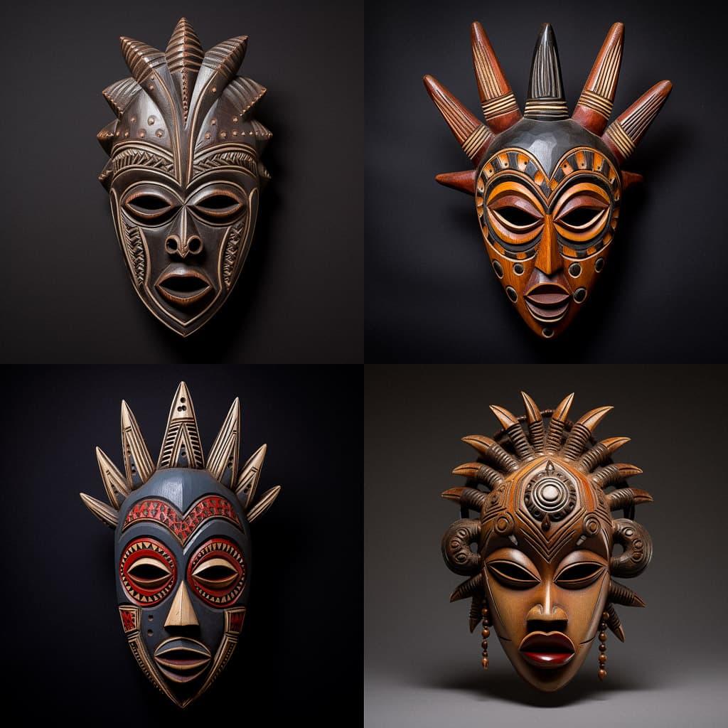 Namibian Ovambo mask style, Midjourney V5.2, render 1 of 4