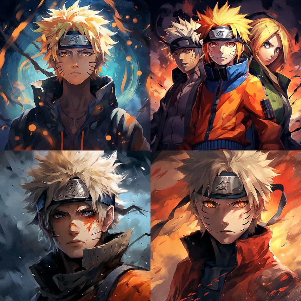 Naruto style, Midjourney V5.2, render 1 of 4