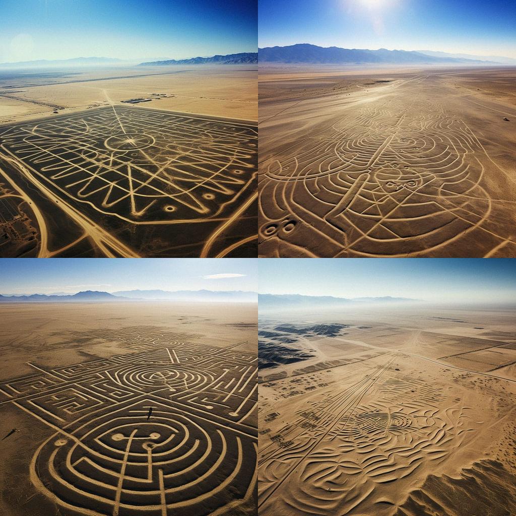 Nazca lines style, Midjourney V5.2, render 1 of 4