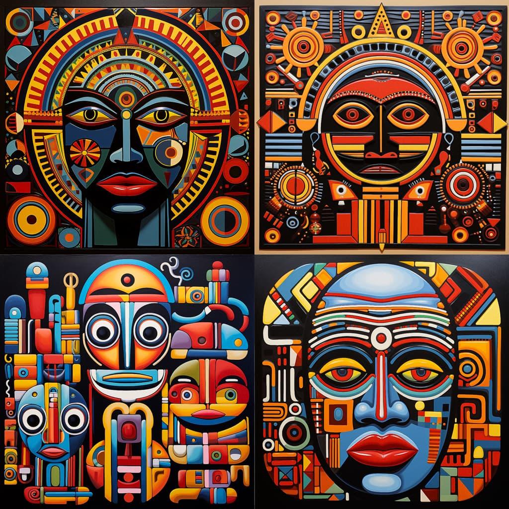 Ndebele art style, Midjourney V5.2, render 1 of 4