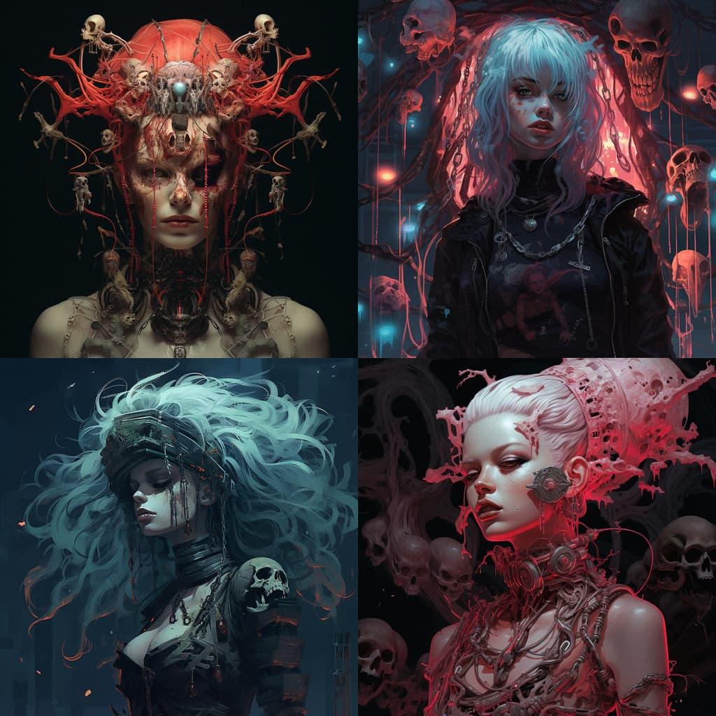 Necropunk style, Midjourney V5.2, render 1 of 4