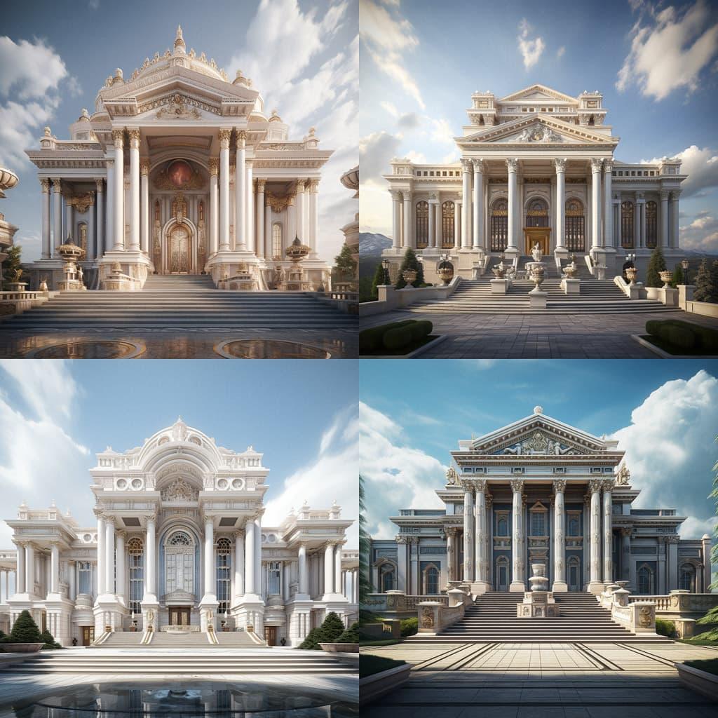 Neoclassical architecture style, Midjourney V5.2, render 1 of 4