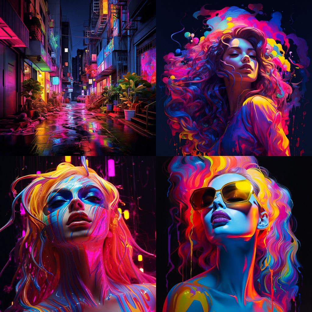 Neon colors style, Midjourney V5.2, render 1 of 4