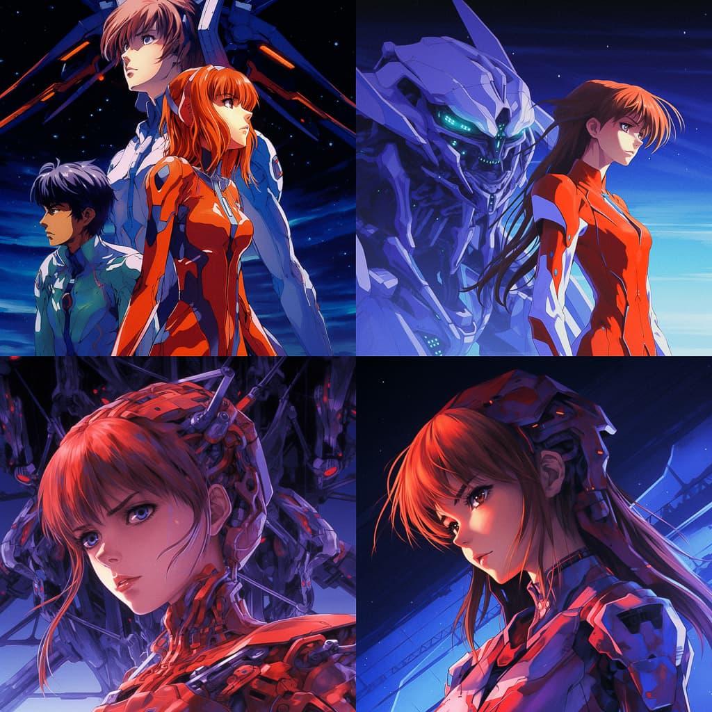 Neon Genesis Evangelion style, Midjourney V5.2, render 1 of 4
