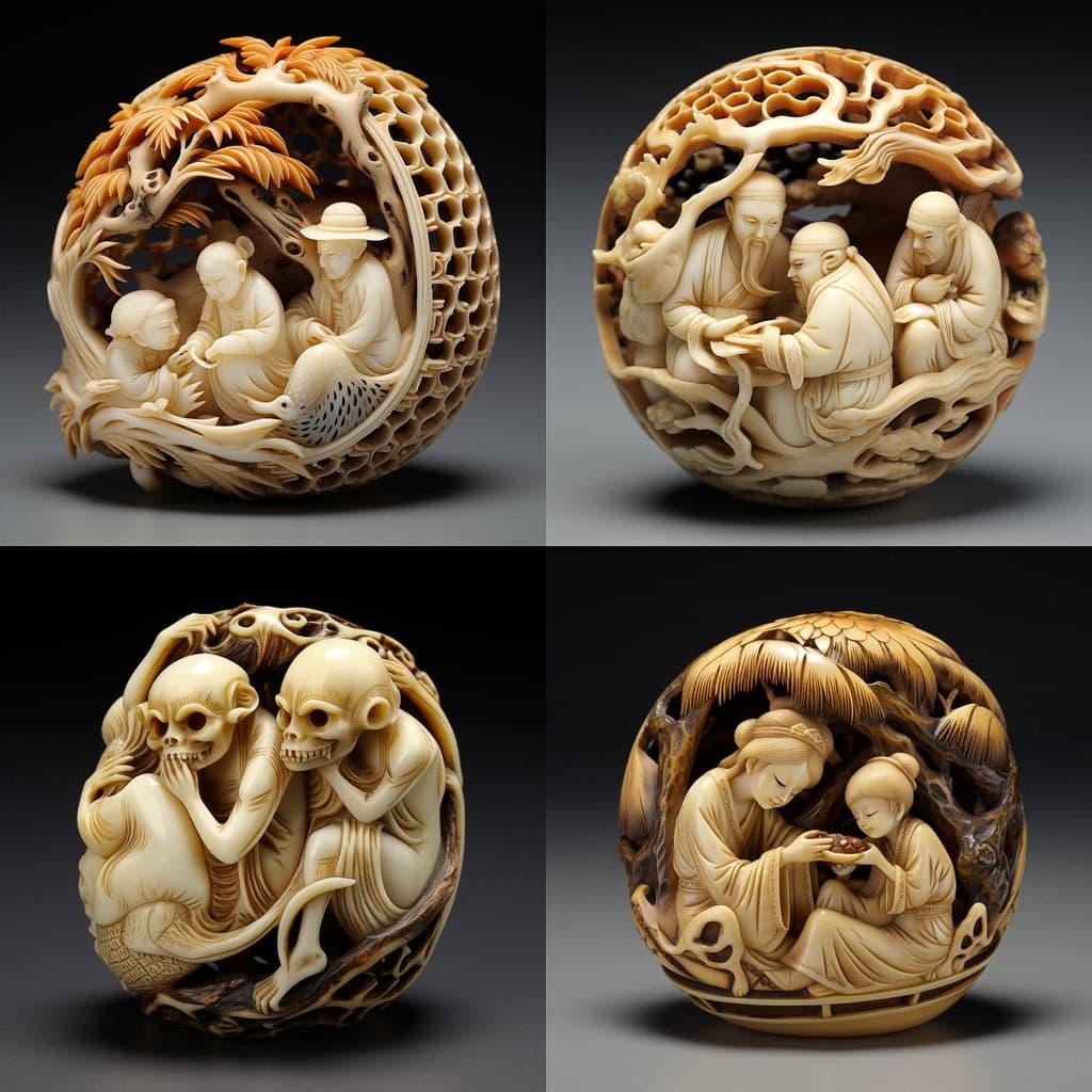 Netsuke style, Midjourney V5.2, render 1 of 4