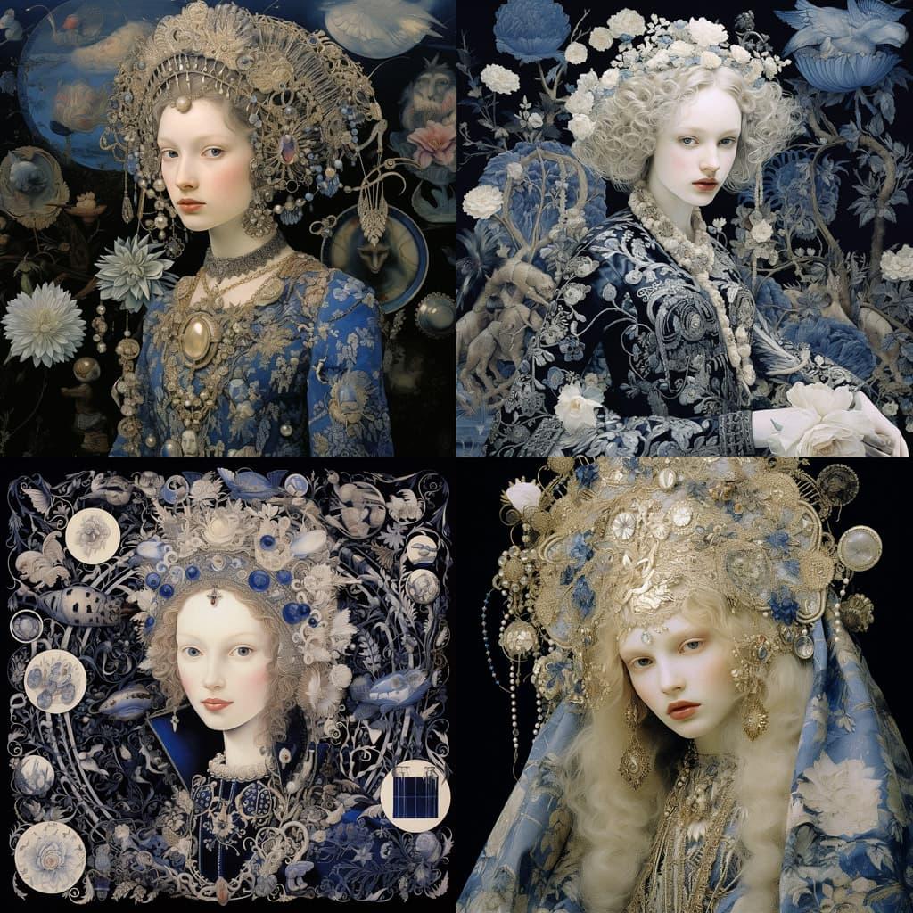 Nicholas Hilliard style, Midjourney V5.2, render 1 of 4