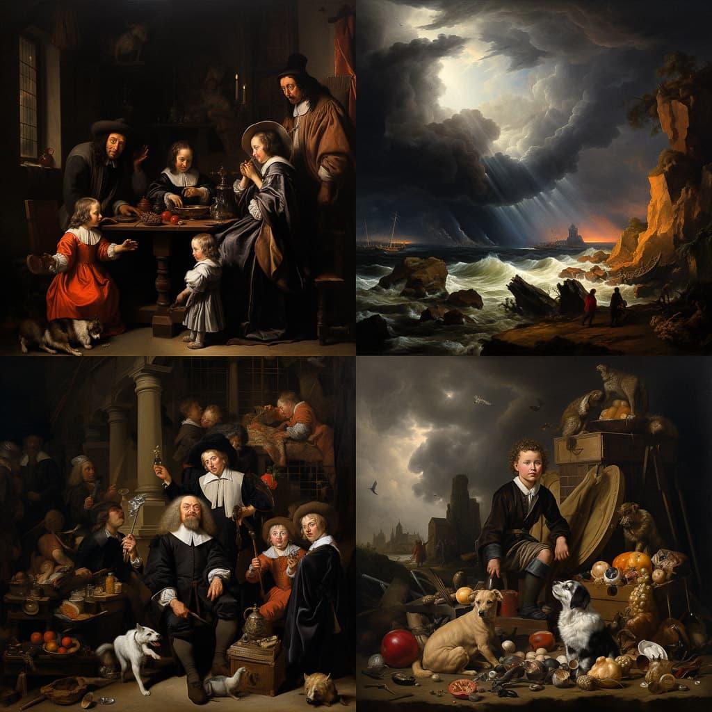 Nicolaes Maes style, Midjourney V5.2, render 1 of 4