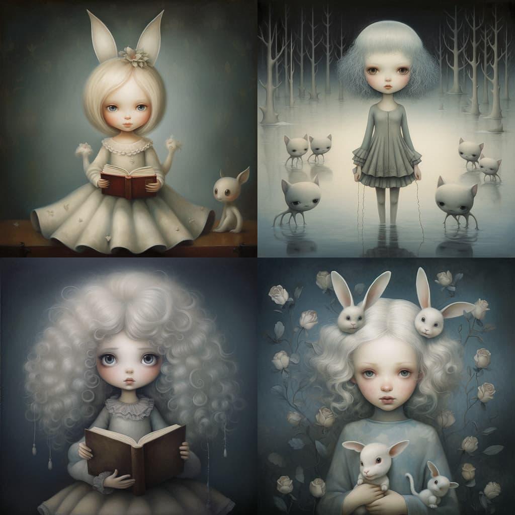Nicoletta Ceccoli style, Midjourney V5.2, render 1 of 4