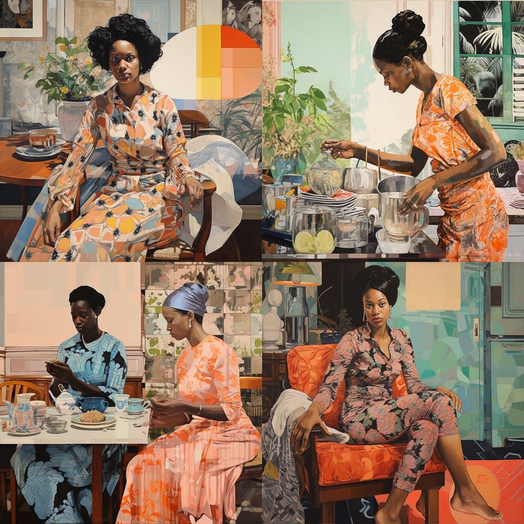 Njideka Akunyili Crosby style, Midjourney V5.2, render 1 of 4