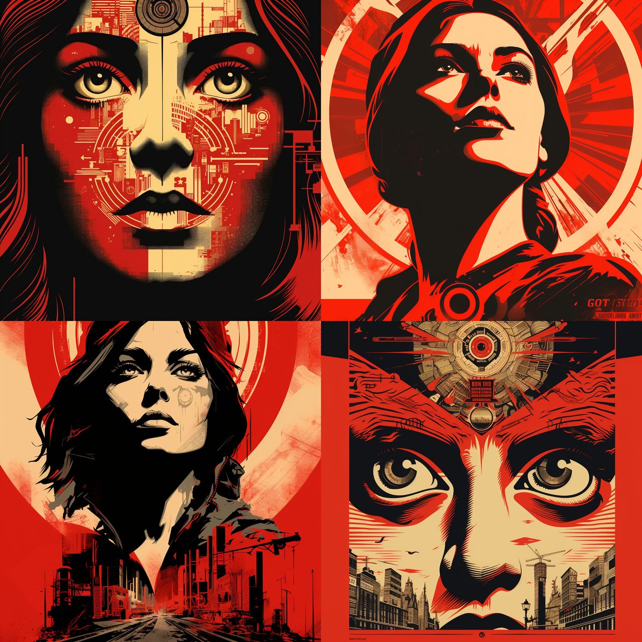 Obey Giant style, Midjourney V5.2, render 1 of 4