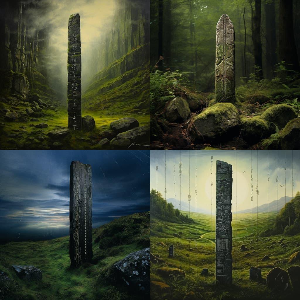 Ogham style, Midjourney V5.2, render 1 of 4