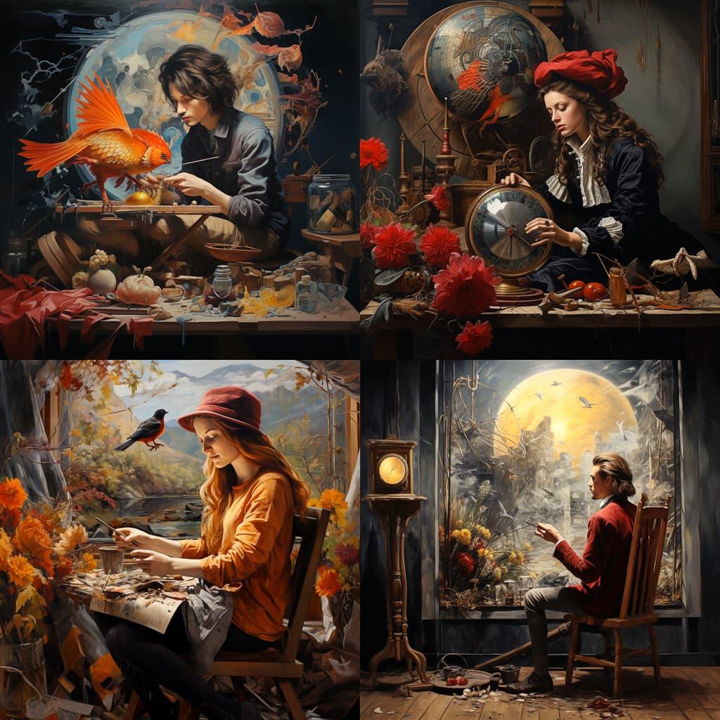 Oil paint style, Midjourney V5.2, render 1 of 4