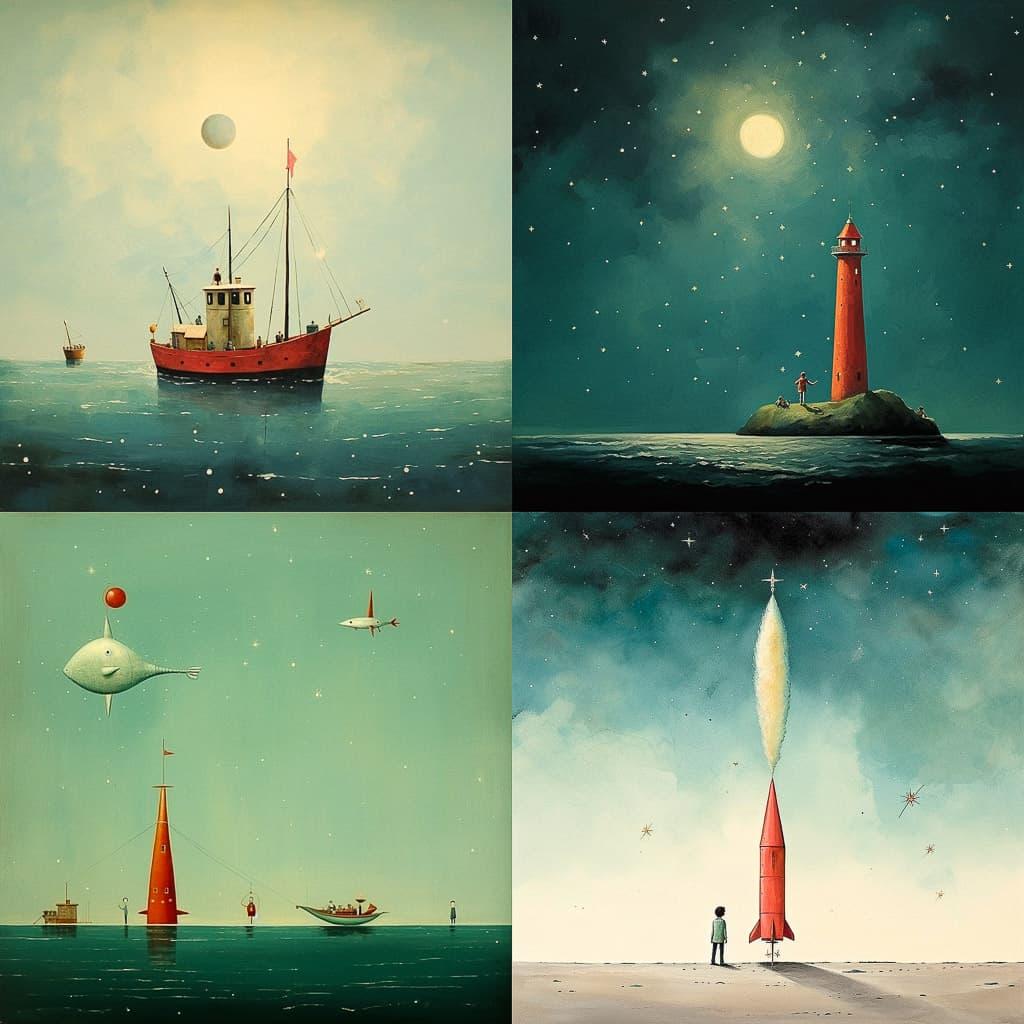 Oliver Jeffers style, Midjourney V5.2, render 1 of 4