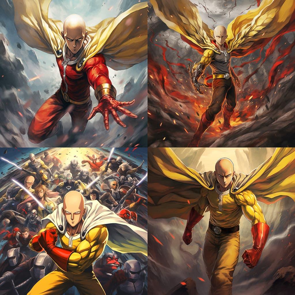 One-Punch Man style, Midjourney V5.2, render 1 of 4