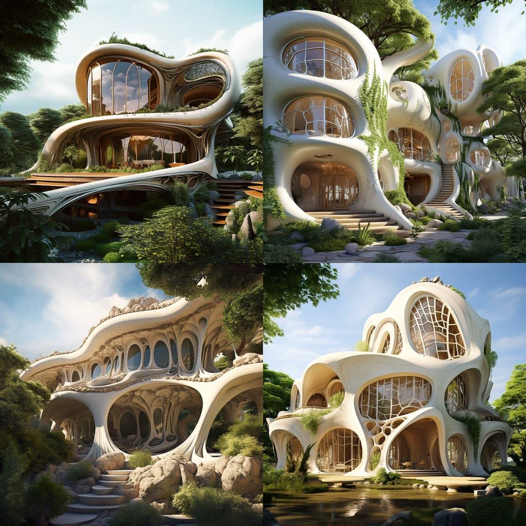Organic architecture style, Midjourney V5.2, render 1 of 4