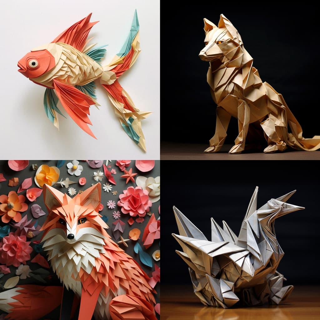 Origami style, Midjourney V5.2, render 1 of 4