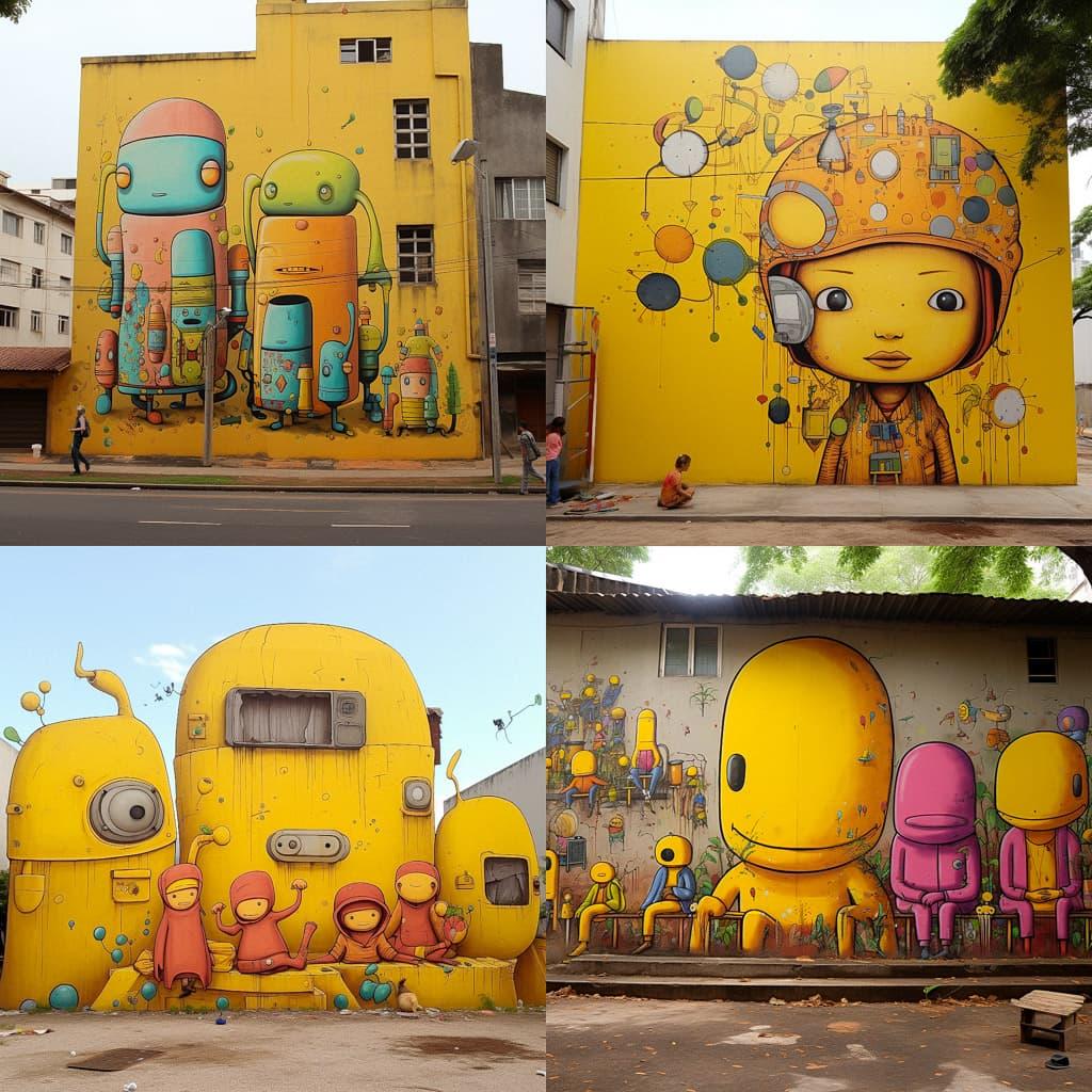 Os Gemeos style, Midjourney V5.2, render 1 of 4