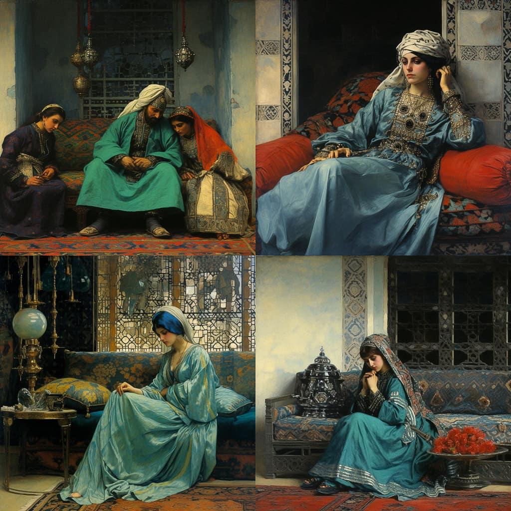 Osman Hamdi Bey style, Midjourney V5.2, render 1 of 4