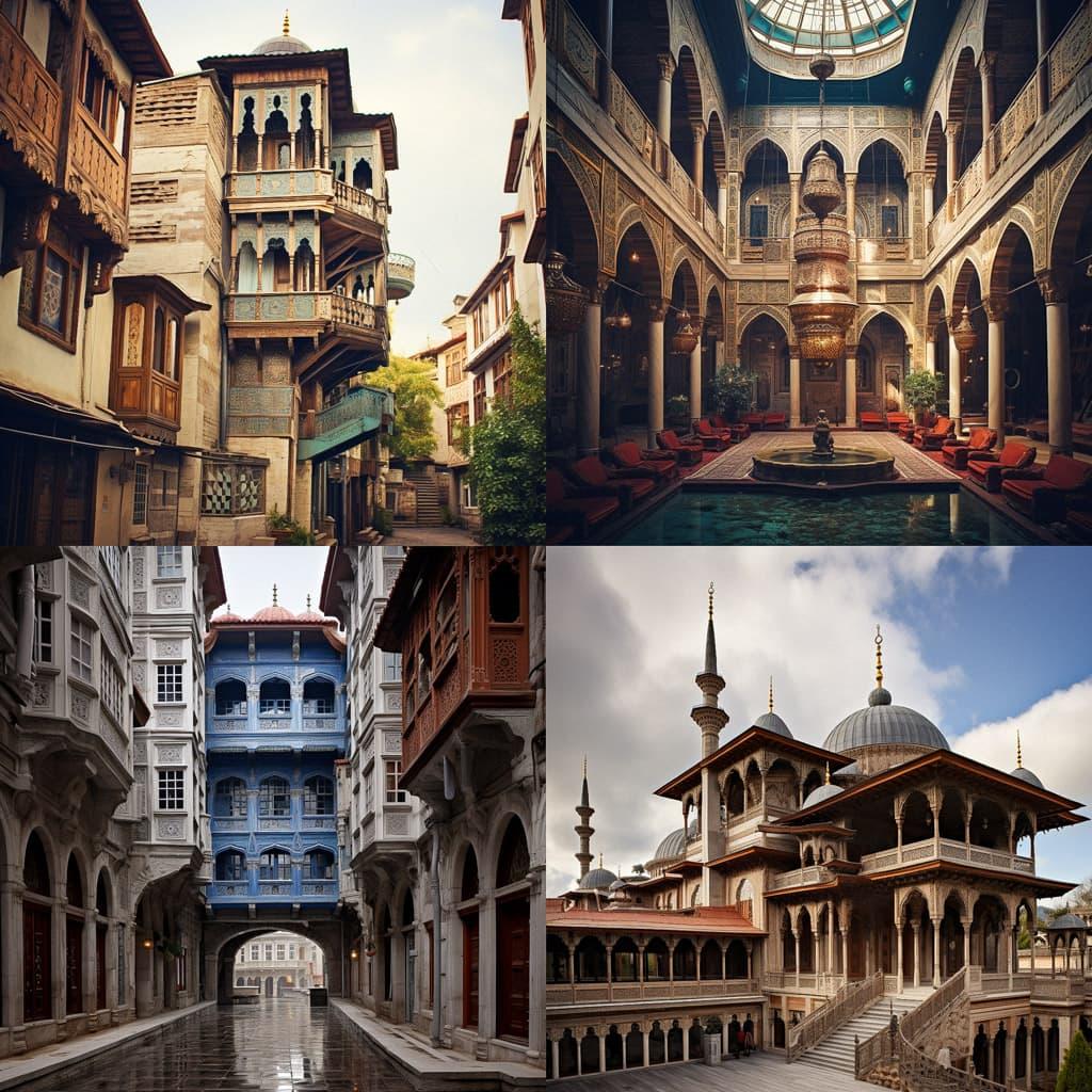 Ottoman architecture style, Midjourney V5.2, render 1 of 4
