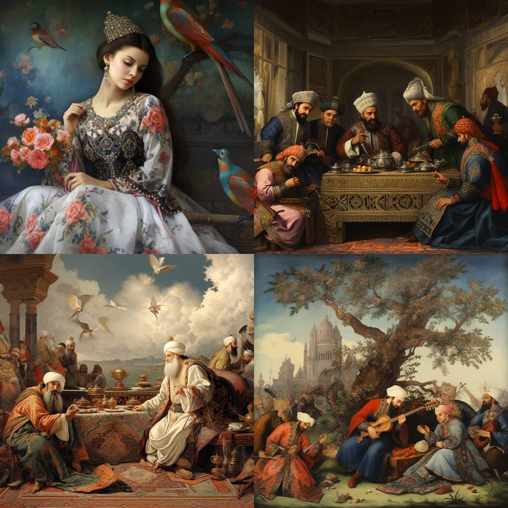 Ottoman art style, Midjourney V5.2, render 1 of 4