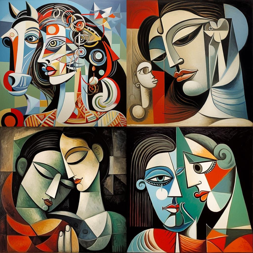 Pablo Picasso style, Midjourney V5.2, render 1 of 4
