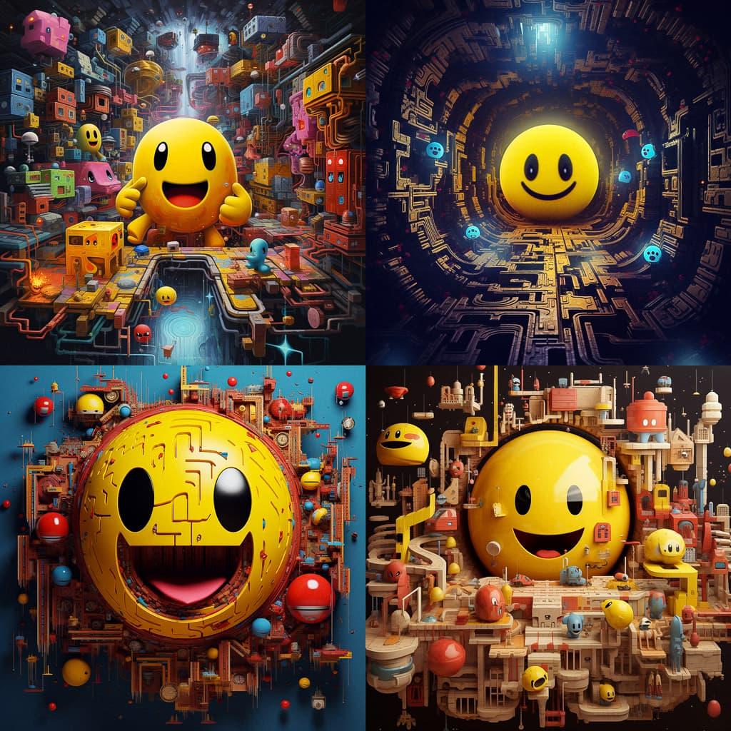 Pac-Man style, Midjourney V5.2, render 1 of 4
