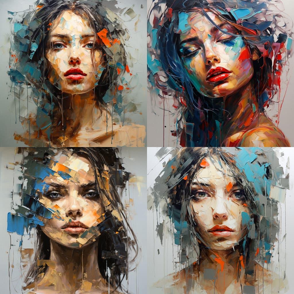 Palette knife drawing style, Midjourney V5.2, render 1 of 4