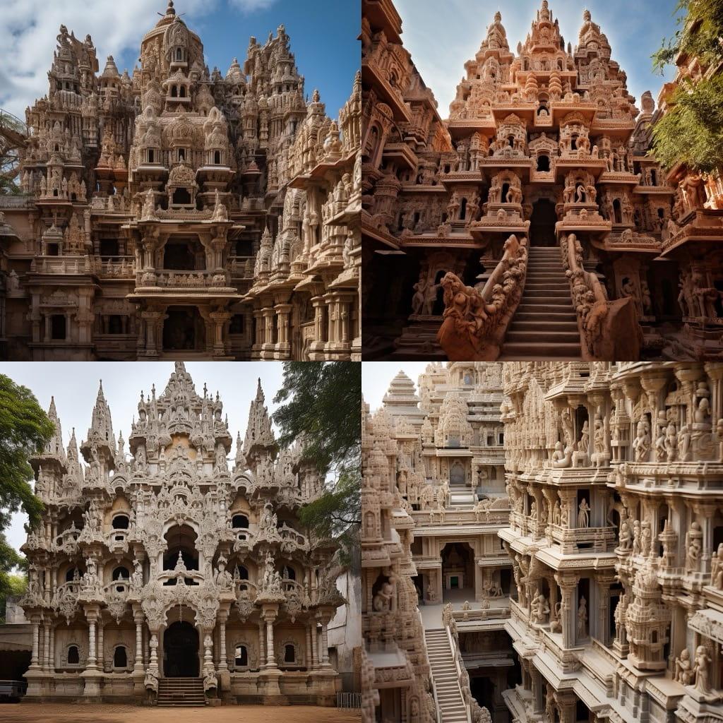Pallava architecture style, Midjourney V5.2, render 1 of 4