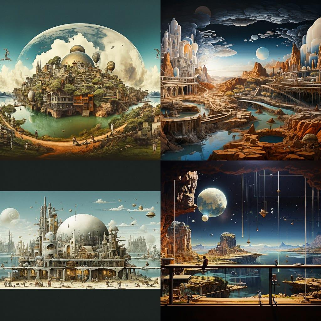Panoramic composition style, Midjourney V5.2, render 1 of 4