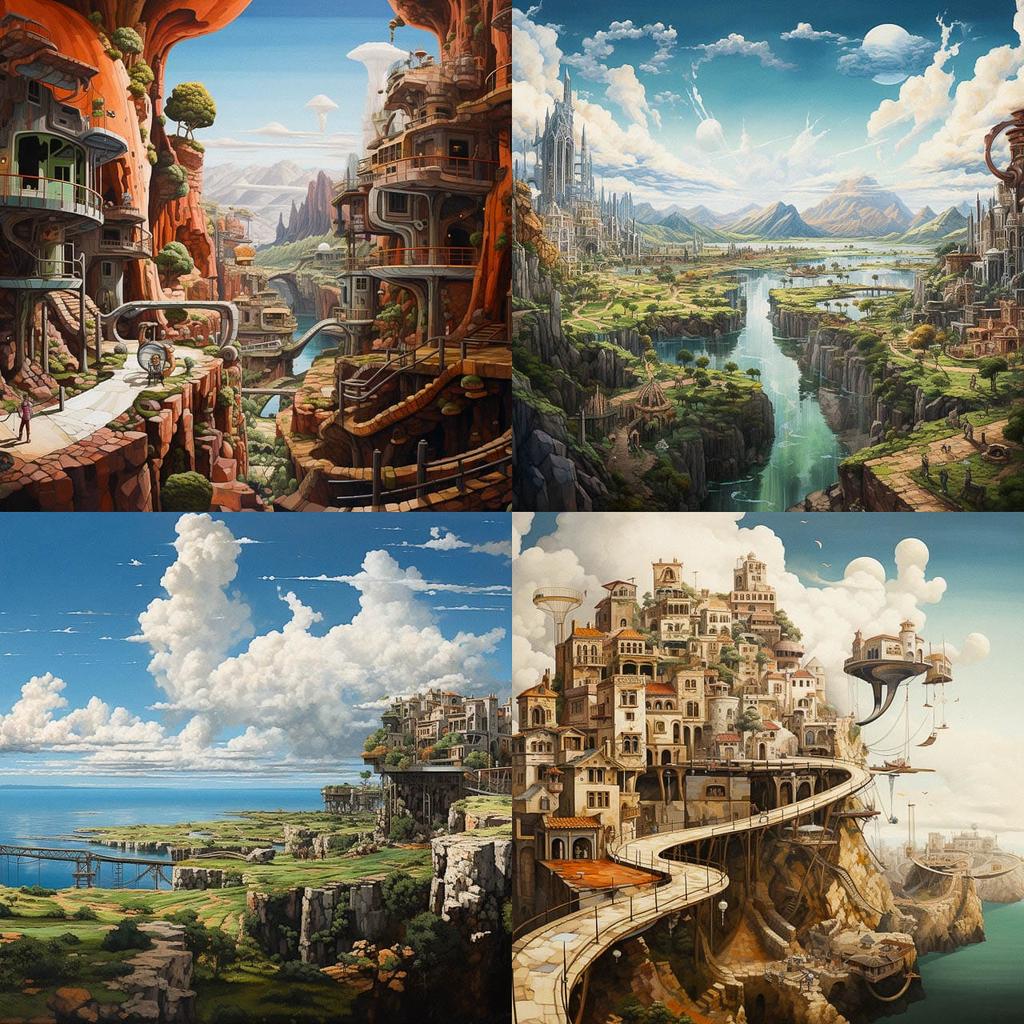 Panoramic view style, Midjourney V5.2, render 1 of 4