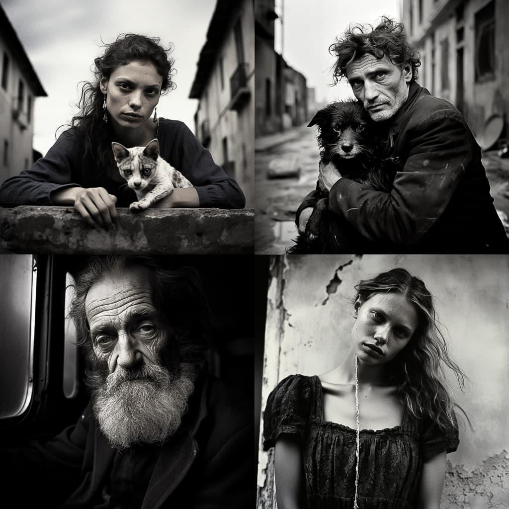 Paolo Pellegrin style, Midjourney V5.2, render 1 of 4