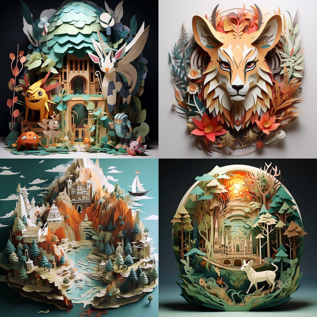 Papercraft style, Midjourney V5.2, render 1 of 4