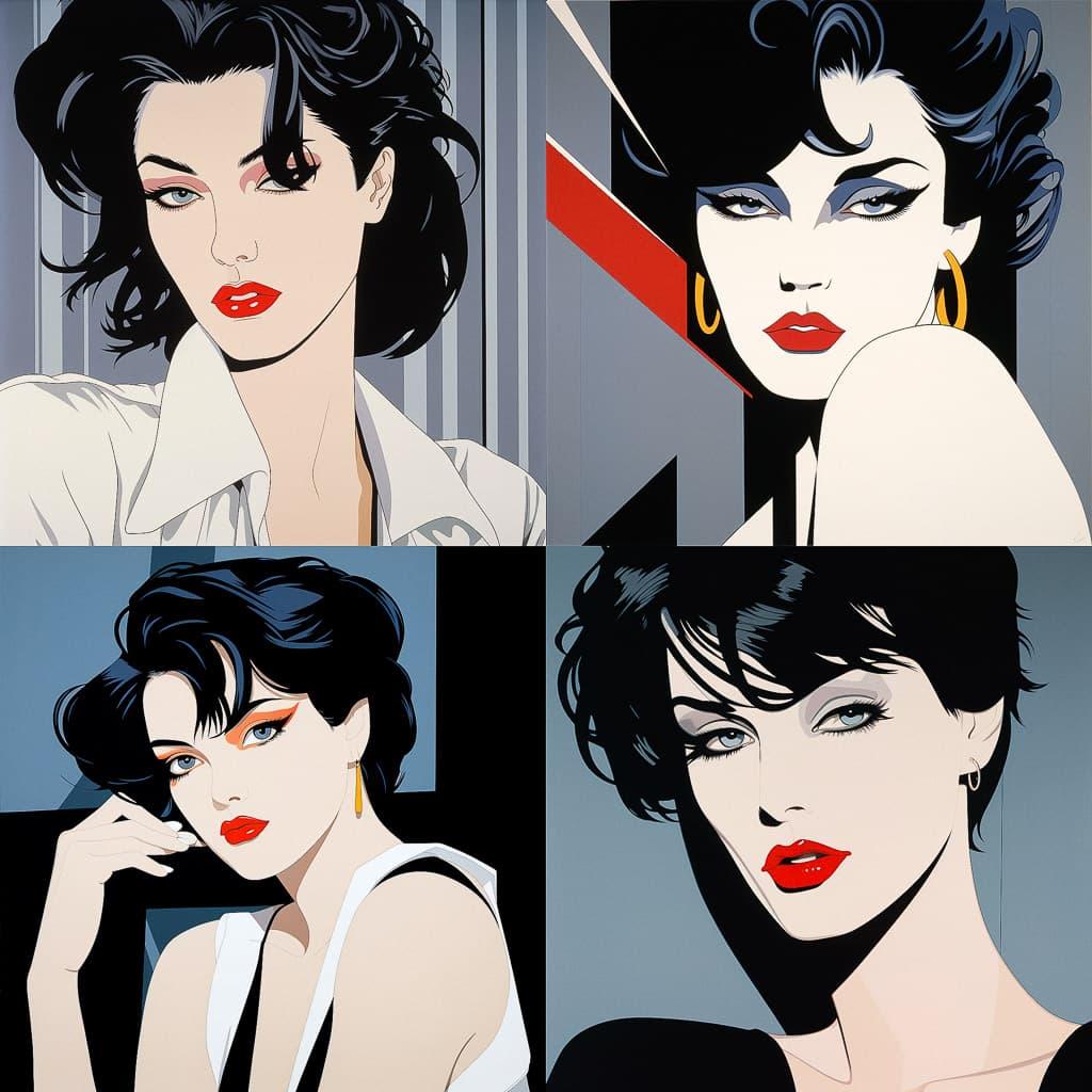 Patrick Nagel style, Midjourney V5.2, render 1 of 4