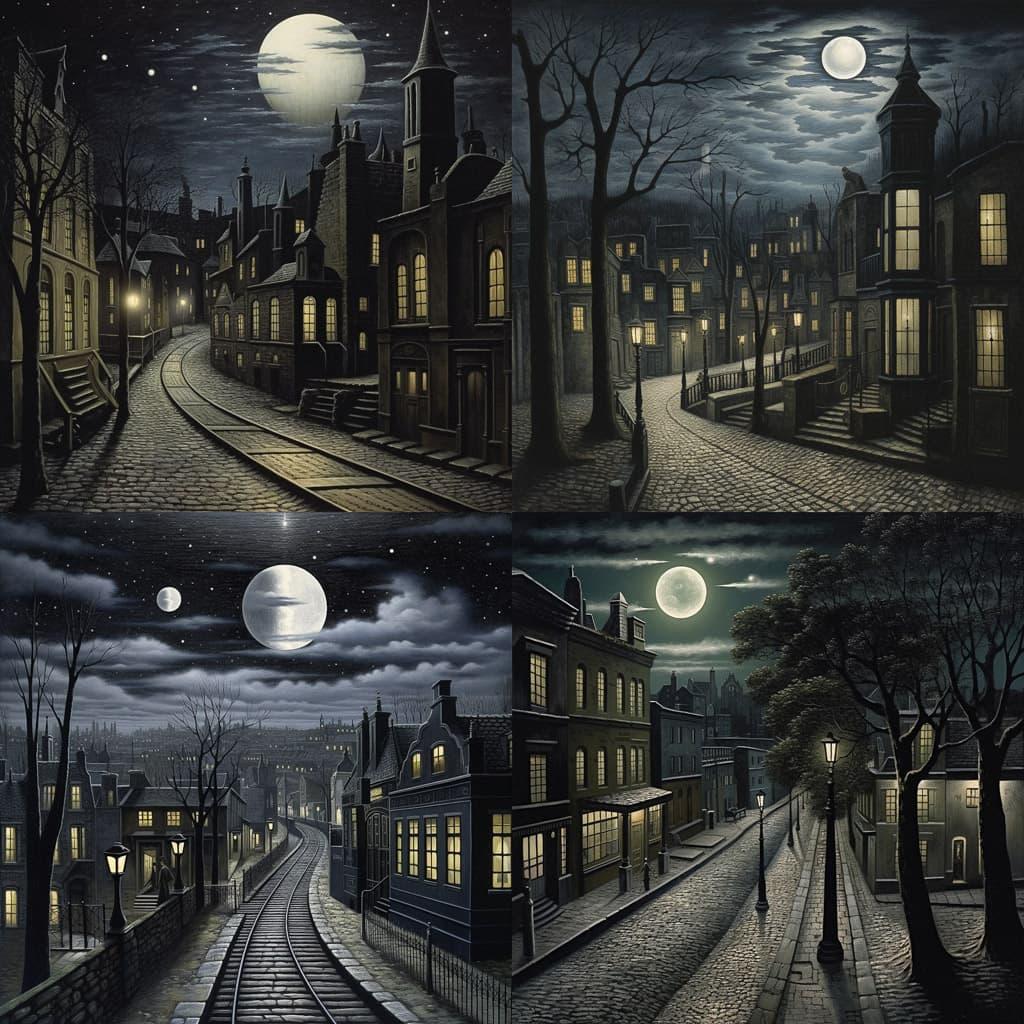Paul Delvaux style, Midjourney V5.2, render 1 of 4