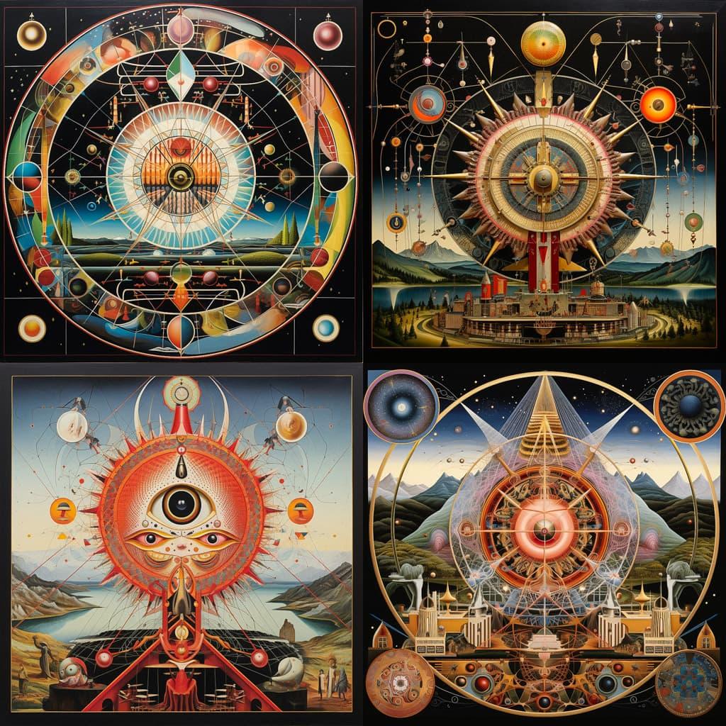 Paul Laffoley style, Midjourney V5.2, render 1 of 4