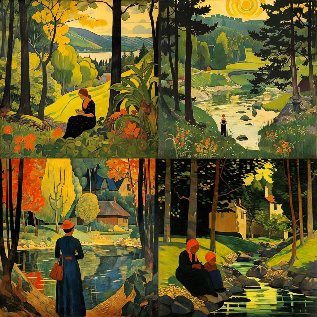 Paul Serusier style, Midjourney V5.2, render 1 of 4