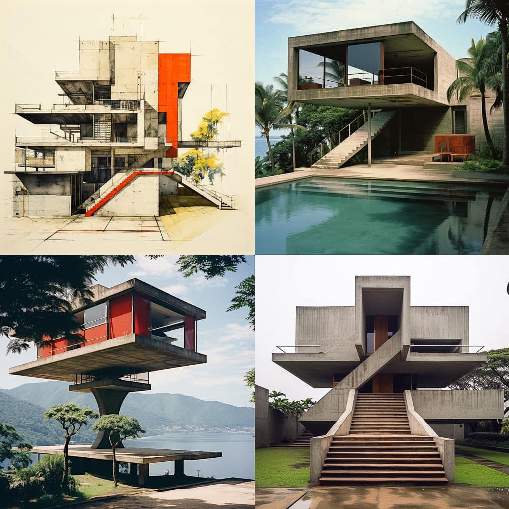 Paulo Mendes da Rocha style, Midjourney V5.2, render 1 of 4