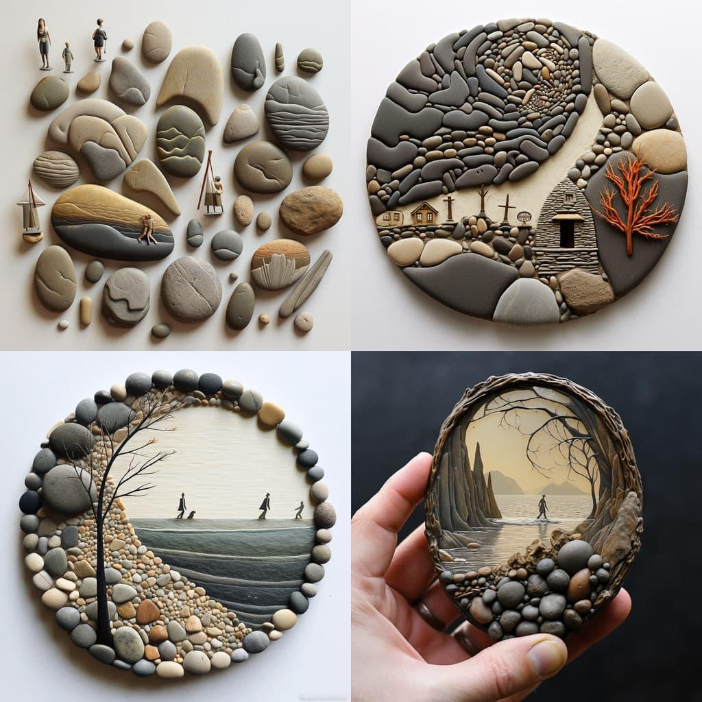 Pebble art style, Midjourney V5.2, render 1 of 4
