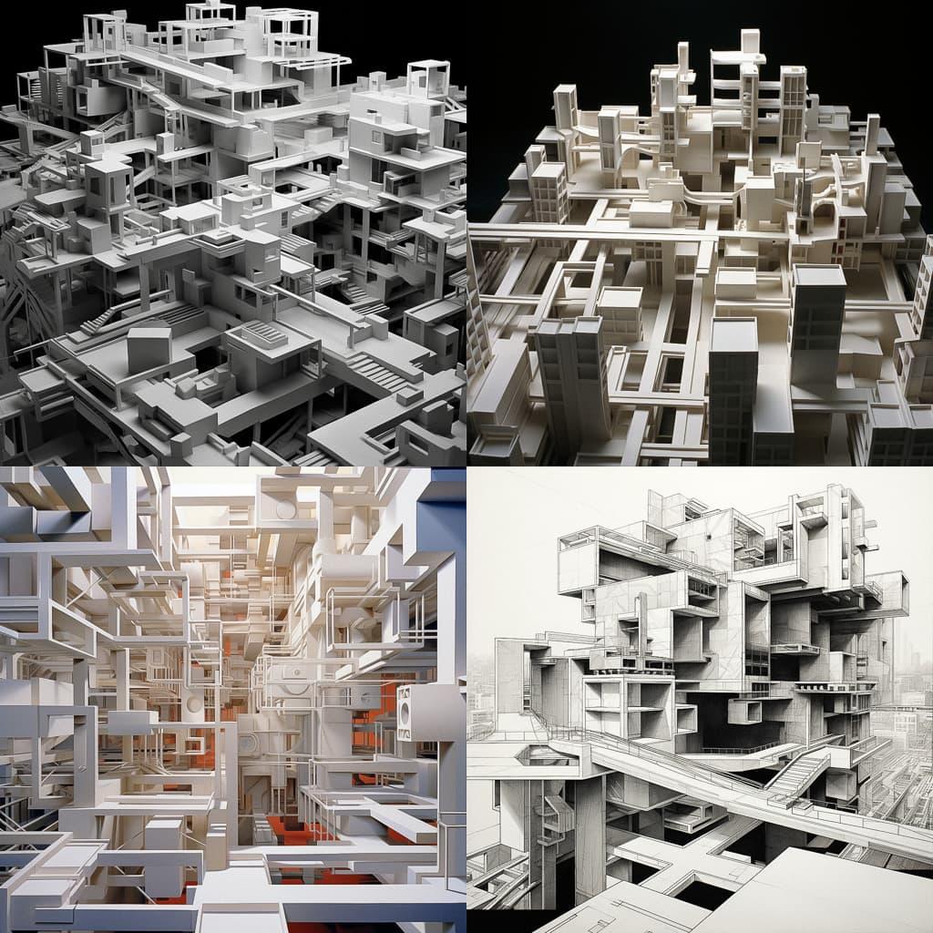 Peter Eisenman style, Midjourney V5.2, render 1 of 4