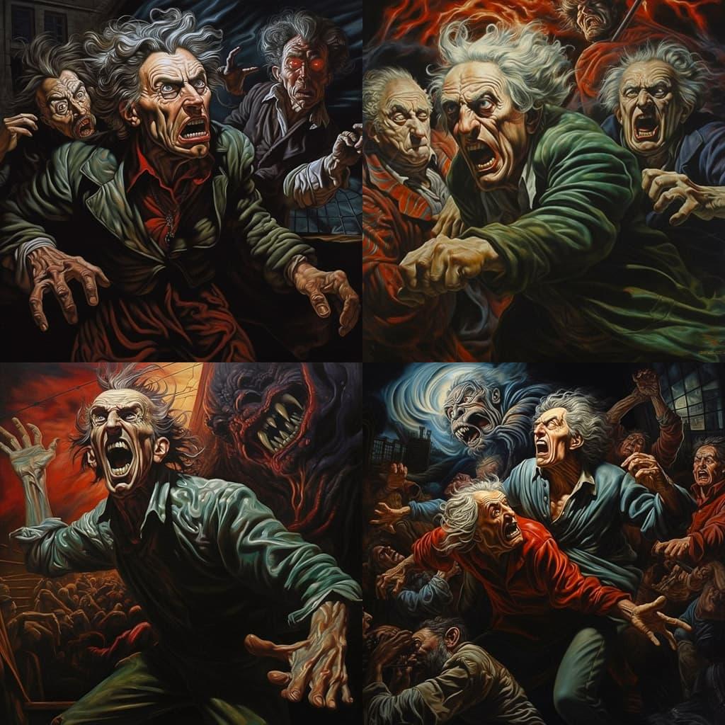 Peter Howson style, Midjourney V5.2, render 1 of 4