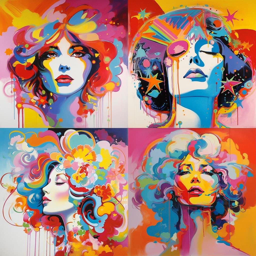 Peter Max style, Midjourney V5.2, render 1 of 4