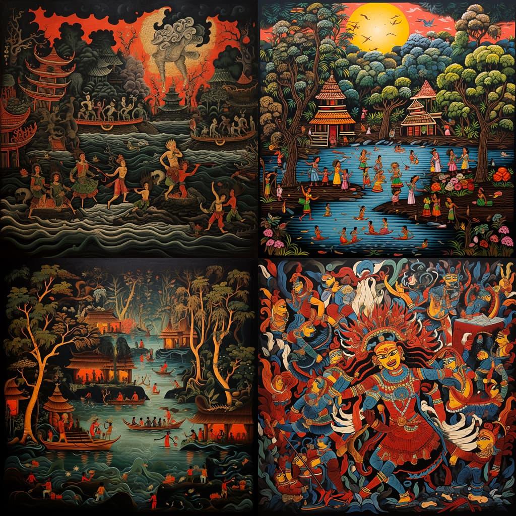 Phad painting style, Midjourney V5.2, render 1 of 4