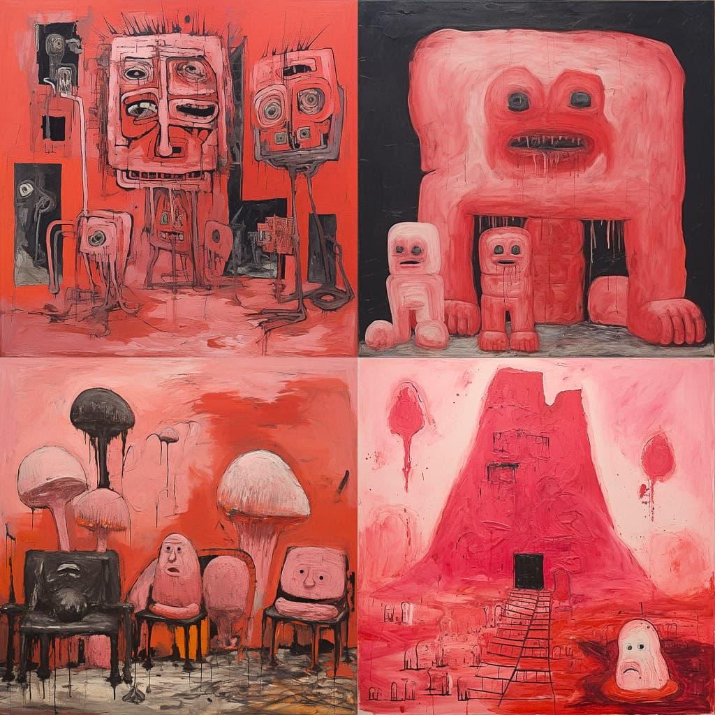Philip Guston style, Midjourney V5.2, render 1 of 4
