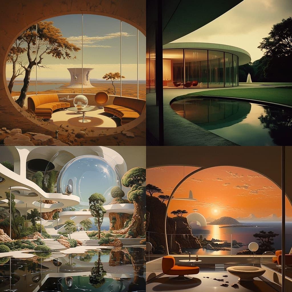 Philip Johnson style, Midjourney V5.2, render 1 of 4