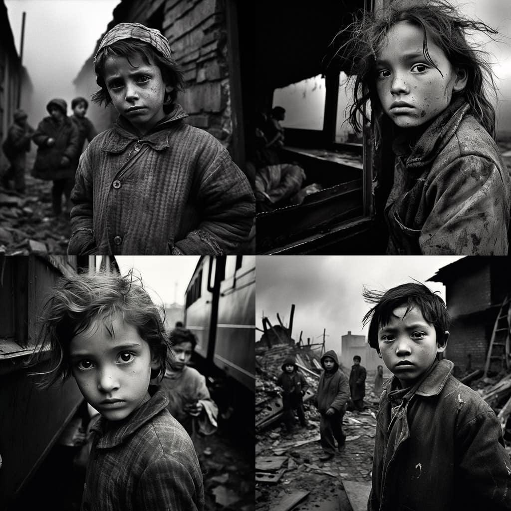 Philip Jones Griffiths style, Midjourney V5.2, render 1 of 4