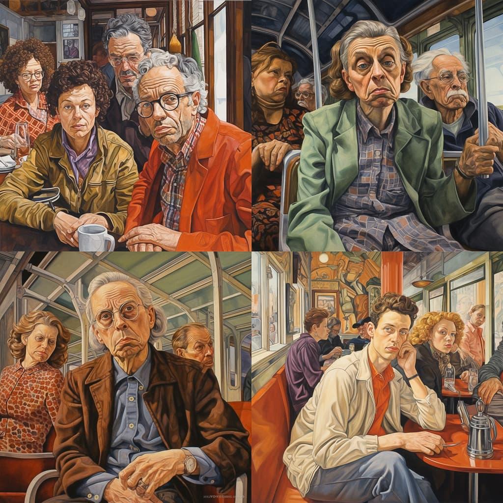 Philip Pearlstein style, Midjourney V5.2, render 1 of 4
