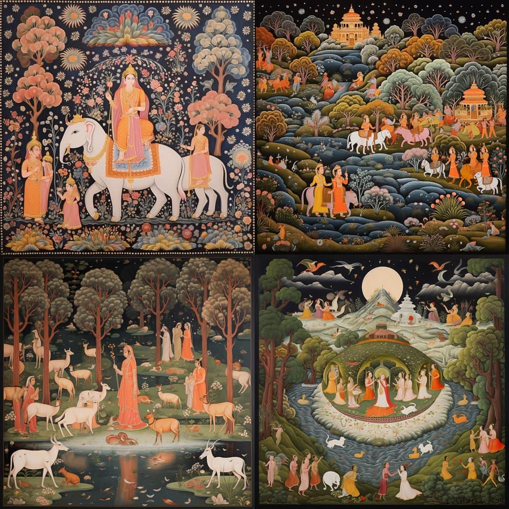 Pichwai painting style, Midjourney V5.2, render 1 of 4