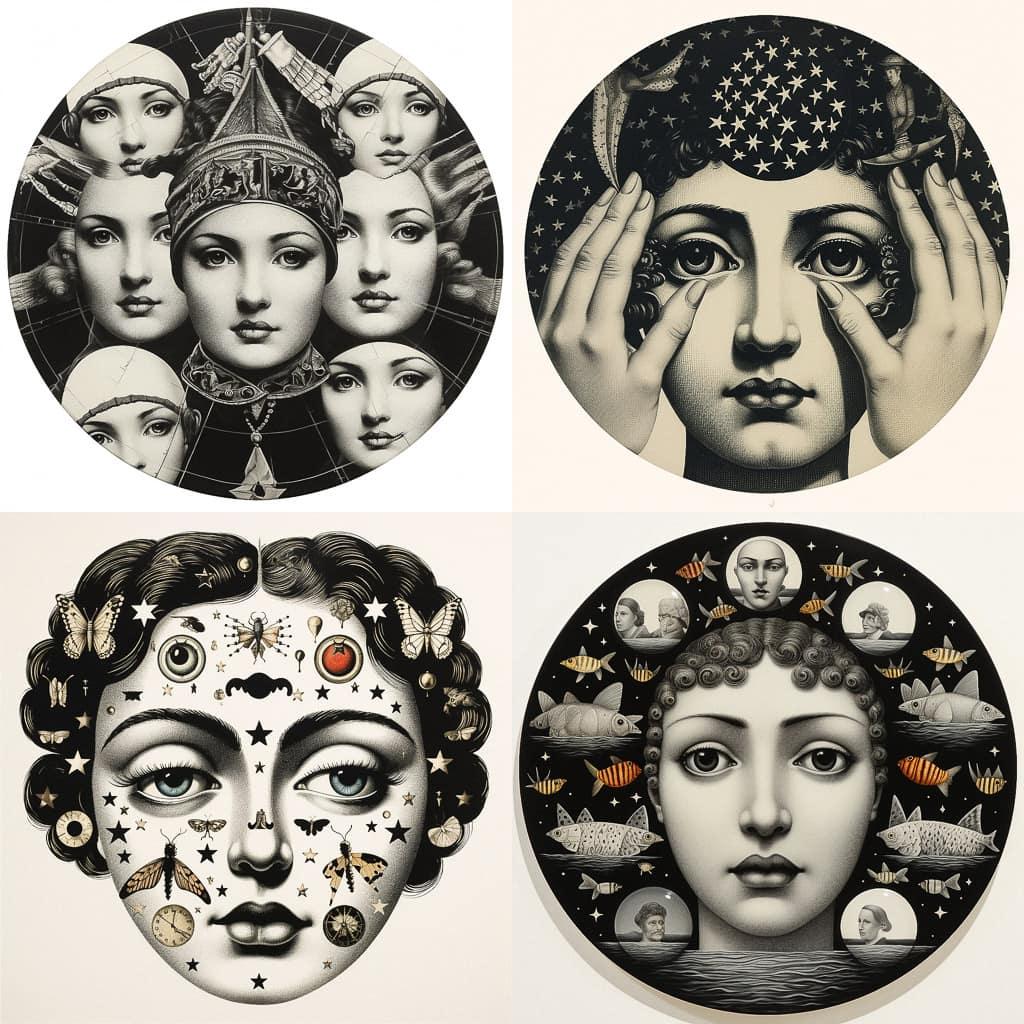 Piero Fornasetti style, Midjourney V5.2, render 1 of 4