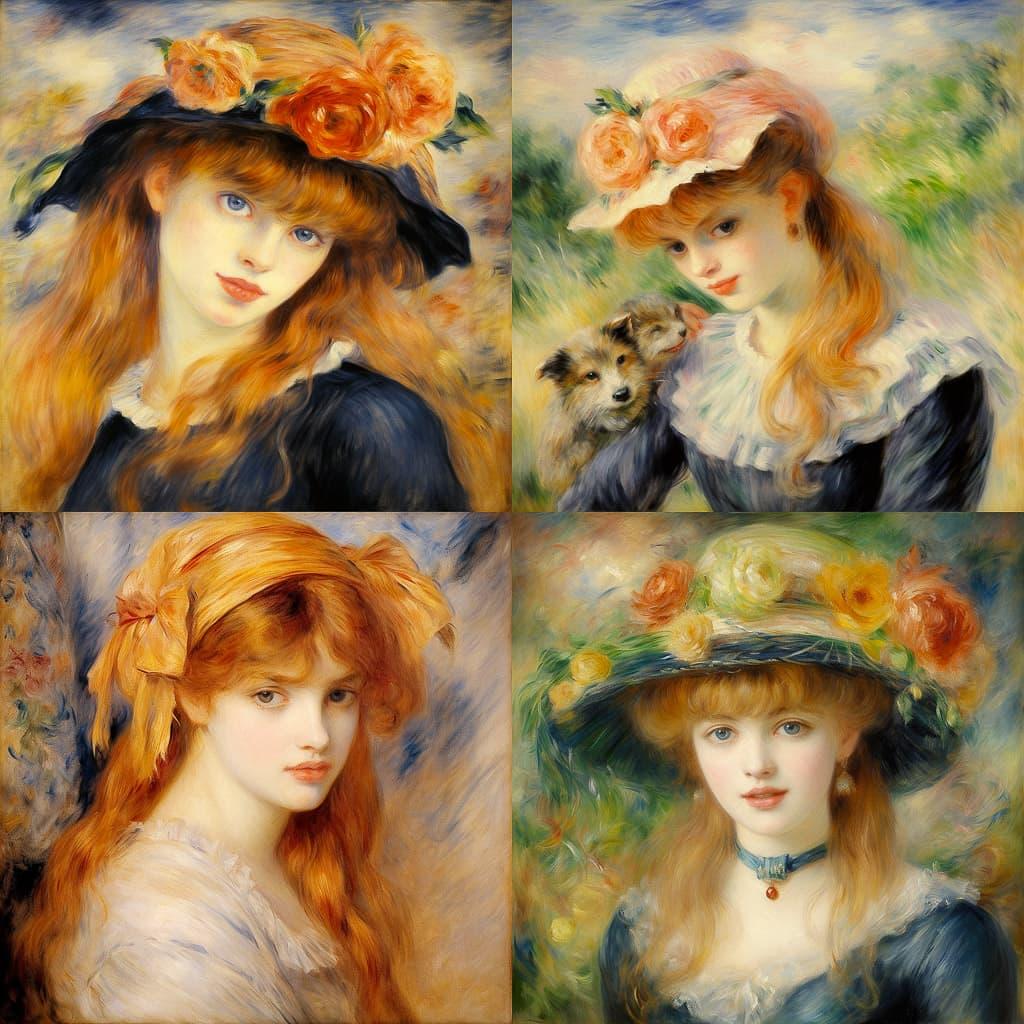 Pierre-Auguste Renoir style, Midjourney V5.2, render 1 of 4