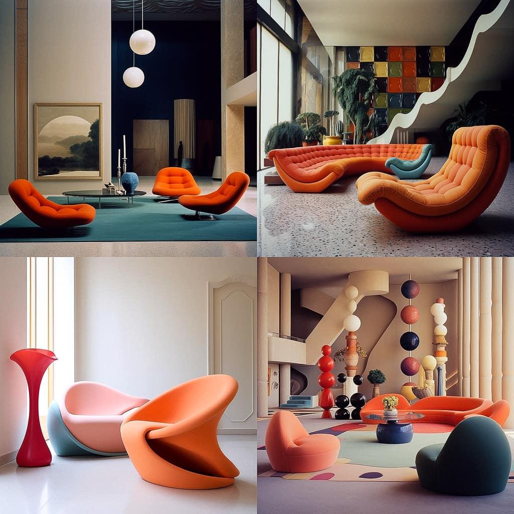Pierre Paulin style, Midjourney V5.2, render 1 of 4
